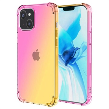 iPhone 14 Wstrząsoodporne Etui Gradient z TPU - Różowy / Złoto