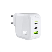 Ładowarka Green Cell GC PowerGaN 65W - 2x USB-C Power Delivery i 1x USB-A, kompatybilna z Quick Charge 3.0 - biała