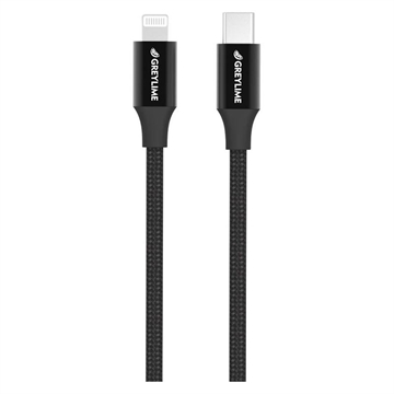 GreyLime 18W Pleciony Kabel USB-C / Lightning - Certyfikat MFi - 2m - Czerń