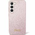 Samsung Galaxy S24 Hybrydowe Etui Guess Glitter Flakes Metal Logo - Różowy