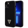 iPhone 15 Plus Etui Guess Rhinestones Triangle Metal Logo - Czerń