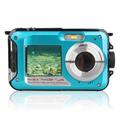 HD368 Waterproof Digital Camera Full HD 2.7K 48MP 16X Underwater Camera with Dual Screen (Open Box - Bulk Satisfactory) - Blue