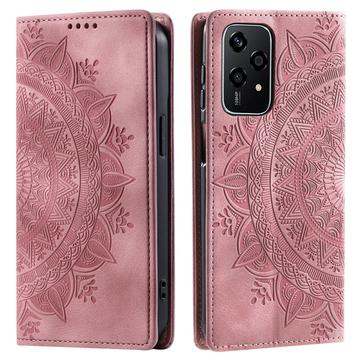 Honor 200 Lite Etui z Portfelem z Serii Mandala - Różowe Złoto