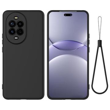 Huawei Nova 13 Pro Etui z płynnego silikonu z paskiem na rękę - czarny