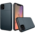 iPhone 11 Hybrydowe Etui z Wysuwaną Kieszenią na Kartę - Ciemnoniebieski