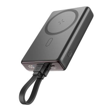 Bezprzewodowa ładowarka magnetyczna JOYROOM JR-PBM01 PD 20W 10000mAh Phone Power Bank z wbudowanym kablem / podstawką - czarna