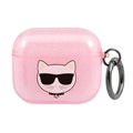 Etui z TPU Karl Lagerfeld Glitter Choupette Head do AirPods 3 - Róż