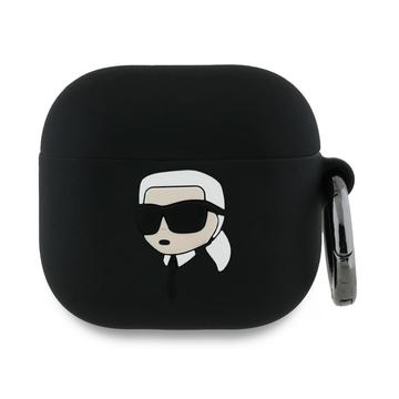 AirPods 4 Silikonowe Etui Karl Lagerfeld Karl Head 3D - Czarne