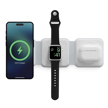 Składana ładowarka bezprzewodowa Ksix 3 w 1 15 W - iPhone, Apple Watch, AirPods - biała