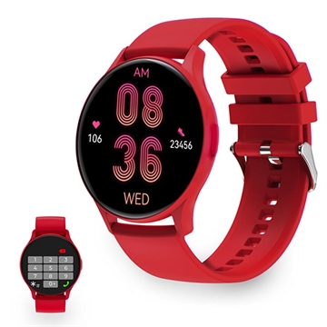 Ksix Core AMOLED Smartwatch z trybami sportowymi/zdrowotnymi - czerwony