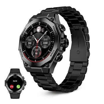 Smartwatch Ksix Titanium AMOLED - stal nierdzewna i silikonowy pasek - czarny