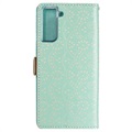 Etui z Portfelem Lace Pattern do Samsung Galaxy S21 FE 5G - Zieleń