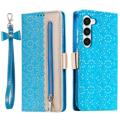 Etui z Portfelem Lace Pattern do Samsung Galaxy S23 5G - Błękit