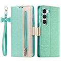 Etui z Portfelem Lace Pattern do Samsung Galaxy S23 5G - Zielony