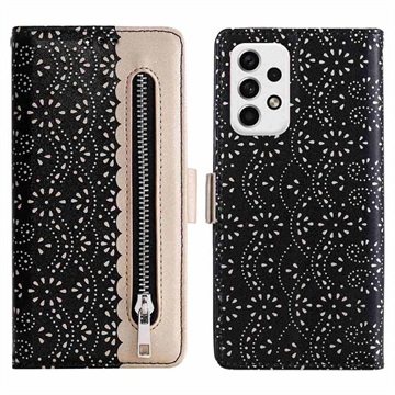 Etui z portfelem Lace Pattern do Samsung Galaxy A23 - Czarne