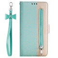 Etui z portfelem Lace Pattern do Samsung Galaxy S22 Ultra 5G - Zieleń