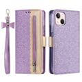 Etui z Portfelem Lace Pattern do iPhone 14 - Fiolet