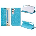 Etui z Portfelem Lace Pattern do Samsung Galaxy S22 5G - Błękit