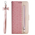 Etui z Portfelem Lace Pattern do Samsung Galaxy S22 5G - Róż