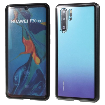 Huawei P30 Pro Magnetyczne Etui ze Szkłem Hartowanym - Czarne