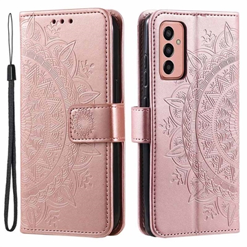 Etui z Portfelem z Serii Mandala do Samsung Galaxy A14 - Różowe Złoto