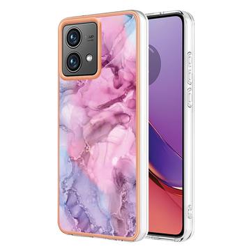 Motorola Moto G84 - Galwanizowane Etui IMD z TPU z Deseniem Marmuru - Błękit / Róż