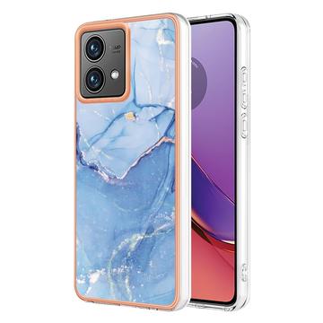 Motorola Moto G84 - Galwanizowane Etui IMD z TPU z Deseniem Marmuru - Błękit