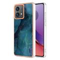 Motorola Moto G84 - Galwanizowane Etui IMD z TPU z Deseniem Marmuru - Zieleń