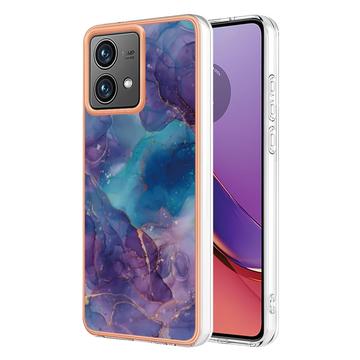 Motorola Moto G84 - Galwanizowane Etui IMD z TPU z Deseniem Marmuru - Fioletowe