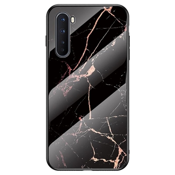 OnePlus Nord Etui Marble Series z Hartowanego Szkła - Czerń / Złoto