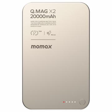 Bezprzewodowy magnetyczny bank energii Momax Q.Mag X2 20000mAh - tytanowe złoto