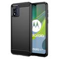 Szczotkowane Etui z TPU do Motorola Moto E13 - Włókno Węglowe - Czarne