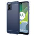 Szczotkowane Etui z TPU do Motorola Moto E13 - Włókno Węglowe - Błękit