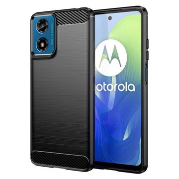 Szczotkowane Etui z TPU do Motorola Moto G04/G24 - Włókno Węglowe - Czarne