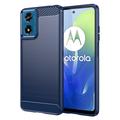 Szczotkowane Etui z TPU do Motorola Moto G04/G24 - Włókno Węglowe - Błękit