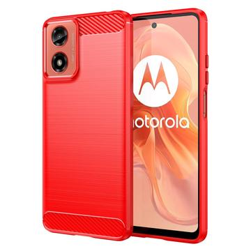 Szczotkowane Etui z TPU do Motorola Moto G04/G24 - Włókno Węglowe - Czerwień