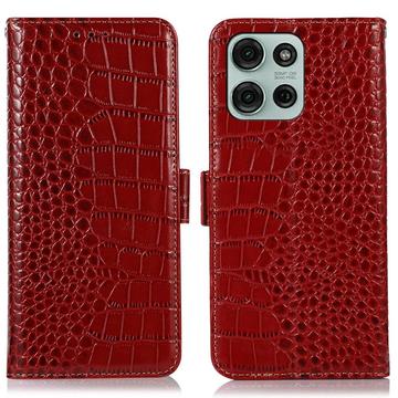 Motorola Moto G75 Skórzane Etui z Portfelem Crocodile z RFID