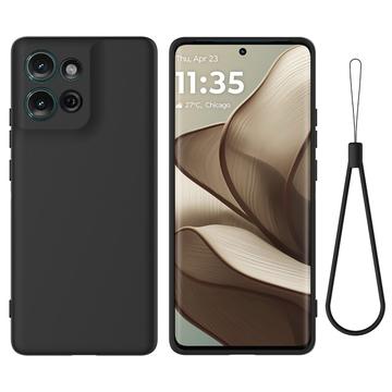 Motorola Moto G75 Etui z płynnego silikonu z paskiem na rękę