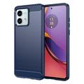 Szczotkowane Etui z TPU do Motorola Moto G84 - Włókno Węglowe - Błękit