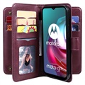 Motorola Moto G10/Moto G30 Etui-Portfel Multi-Card Slot - Czerwone Wino