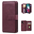 Motorola Moto G10/Moto G30 Etui-Portfel Multi-Card Slot - Czerwone Wino