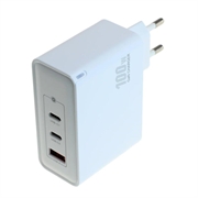 Ładowarka OTB USB GaN 100W - 2x USB-C i 1x USB-A, szybkie ładowanie z funkcją Power Delivery - biała