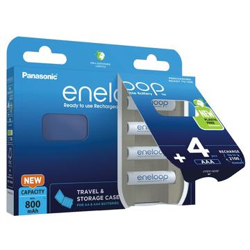 Panasonic Eneloop Pro BK-4MCDEC4BE Akumulatorki AAA 800mAh z pudełkiem do przechowywania - 4 szt.