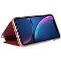 Etui z Klapką do iPhone'a XR Luxury Series Mirror View - Różowe Złoto