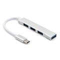 Wysokiej jakości koncentrator USB-C z 4 portami USB-A - aluminium - srebrny