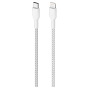 Ultra-wytrzymały kabel USB-C / Lightning Puro Fabric - 1,2 m, 20 W - biały