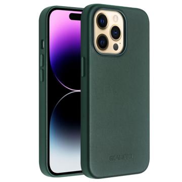 iPhone 14 Pro Skórzany Pokrowiec Qialino Premium Mag - Zieleń