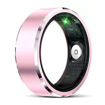 R5 Aluminum Alloy Smart Ring z etui ładującym - Rozmiar: 8/18.2mm - Różowy