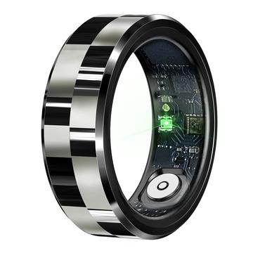 R9 Premium Smart Ring ze stali nierdzewnej z etui ładującym - Rozmiar: 10/19.8mm - Czarny