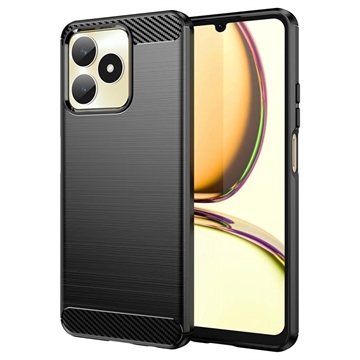 Szczotkowane Etui z TPU do Realme C53/Narzo N53 - Włókno Węglowe